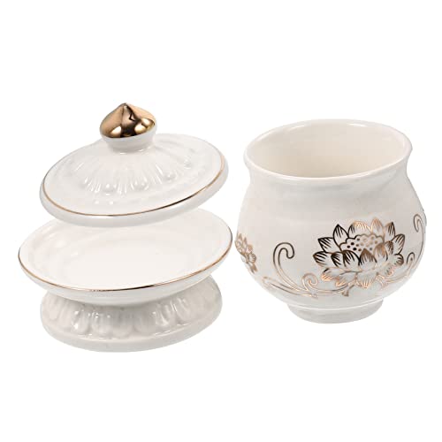 FELTECHELECTR Eleganter Wasseropferbecher Aus Buntglas Für Buddhistische Rituale Und Zeremonien von FELTECHELECTR