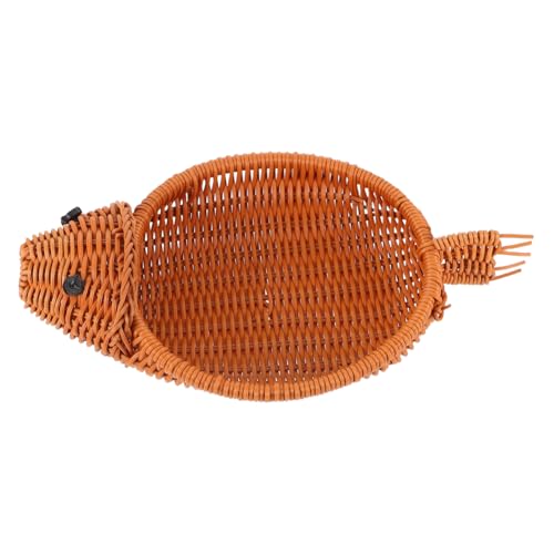 FELTECHELECTR Gewebter Brotkorb Fischgeformte Nachahmung Rattan Aufbewahrung Gewebter Tablettschale Kreative Obstschüssel Gemüsehalter Für Tischfuttersnacks Servierplatte von FELTECHELECTR