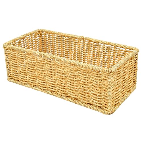 FELTECHELECTR Woven Storage Basket Für Besteck Handgewebter Aufbewahrungskorb Im Imitation Rattan Design Für Küche Badezimmer Hotel Dekoration von FELTECHELECTR