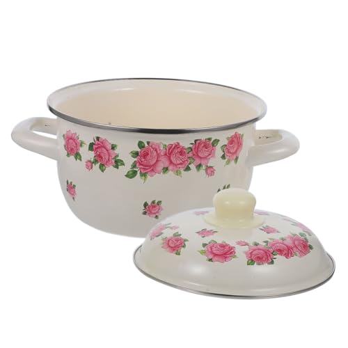 FELTECHELECTR Enamel Pot Mit Deckel Und Griff Vintage Design Für Suppen Babybrei Milch Und Und Hitzebeständig Für Verschiedene Kochmethoden von FELTECHELECTR