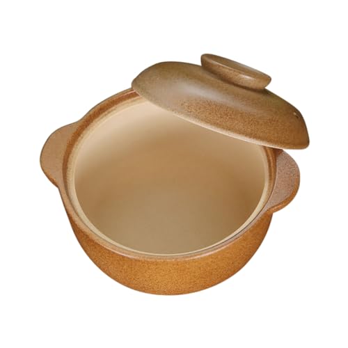 FELTECHELECTR Topf aus Keramik Shabu-Topf mit Deckel Schüssel mit Deckel Schmortopf aus Ton mit Deckel Eintopftöpfe Suppentopf Hot-Pot-Kochgeschirr zarter heißer Topf zarte heiße Töpfe Brown von FELTECHELECTR