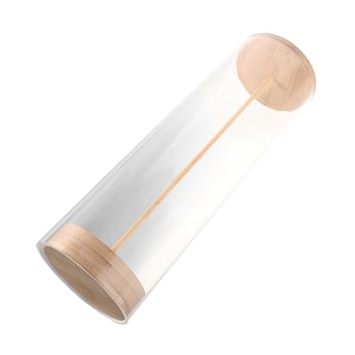 FELTECHELECTR Transparenter Strohhalmhalter Mit Holzdeckel, Runder Mehrzweck-organizer Für Utensilien, Trinkhalm Für Die Arbeitsplatte, Transparenter Behälter von FELTECHELECTR