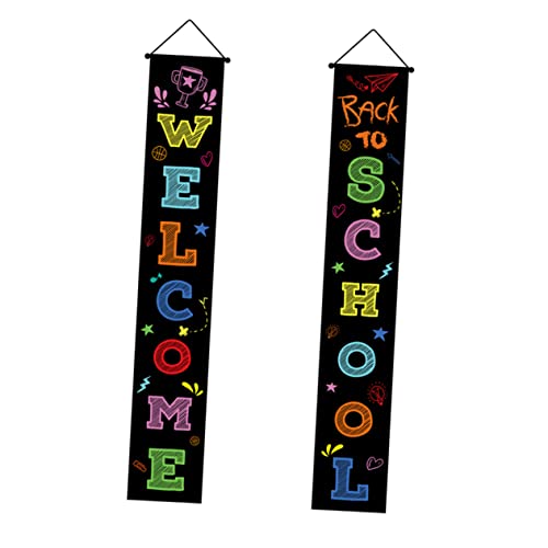 FELTECHELECTR Willkommensbanner Schulanfang Türdeko Polyester Vorgefertigt Langlebig Wiederverwendbar für Klassenzimmer Fenster Bäume Türen Back To School Party von FELTECHELECTR