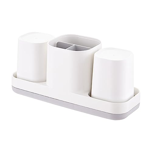 FELTECHELECTR Zahnbürstenständer Mit Becherhalter Für Elektrische Zahnbürsten Und Zahnpastaständer Weiß Robust Und Platzsparend Fürs Badezimmer von FELTECHELECTR