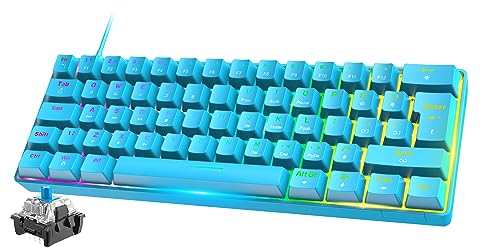 Mini 60% RGB Gaming-Tastatur,Mechanischer Blaue Schalter mit Kompakten 62 Tasten,18 RGB LED-Chroma-Hintergrundbeleuchtung, Abnehmbares USB-Typ-C-Kabel,UK-Layout, Ergonomic for PC Mac Laptop-Blau von FELiCON
