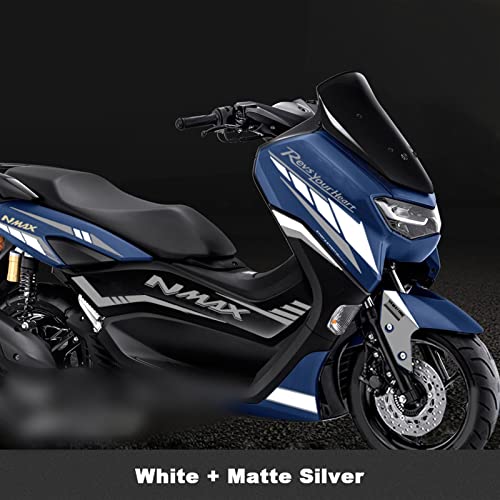 FEMEIN Motorrad-Aufkleber Für Yamaha Nmax 155 Nmax155 2020 2021 2022 Aufkleber wasserdichte Ganzkörper-Aufkleber Dekoration N-MAX 155 Aufkleber (Color : White- Matte Silver) von FEMEIN