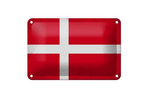 FEMER Blechschild Flagge Dänemark 18x12cm Flag of Denmark Vintage von FEMER