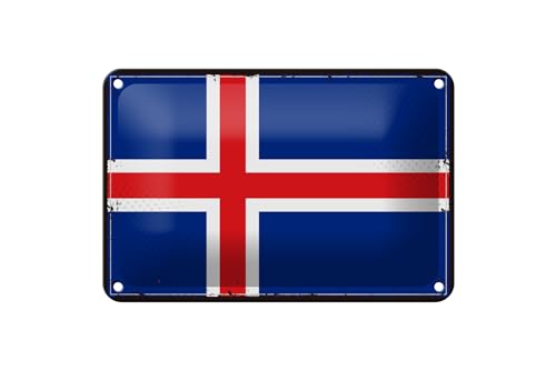 FEMER Blechschild Flagge Islands 18x12cm Retro Flag of Iceland Dekoration FEMER Blechschild Flagge Islands 18x12cm Retro Flag of Iceland Dekoration von FEMER