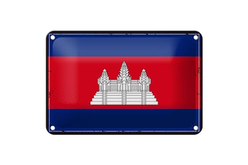 FEMER Blechschild Flagge Kambodscha 18x12cm Retro Flag Cambodia von FEMER