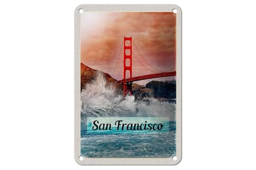 FEMER Blechschild Reise 12x18cm San Francisco Wellen Meer Brücke Schild FEMER Blechschild Reise 12x18cm San Francisco Wellen Meer Brücke Schild von FEMER