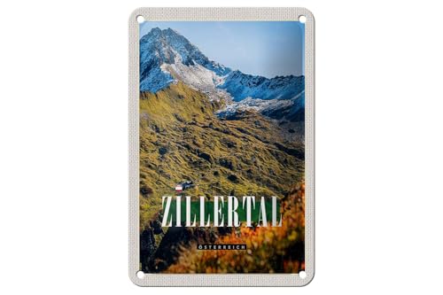 FEMER Blechschild Reise 12x18cm Zillertal Gebirge Natur Wälder Urlaub Schild von FEMER
