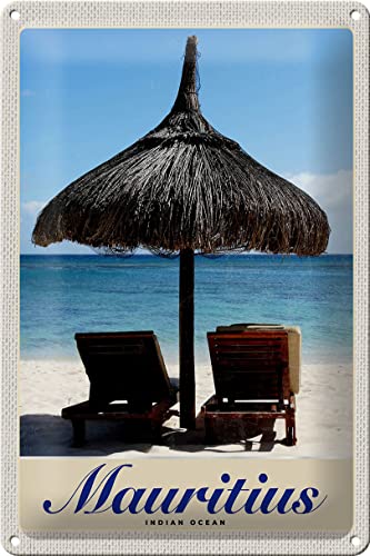 FEMER Blechschild Reise 20x30cm Mauritius Indischer Ozean Liege von FEMER