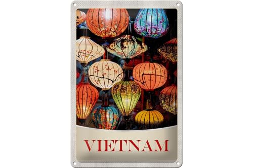 FEMER Blechschild Reise 20x30cm Vietnam Asien Bunte Laterne Kultur von FEMER