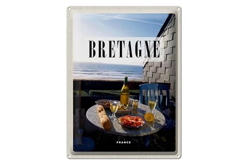 FEMER Blechschild Reise 30x40cm Bretagne Drance Urlaub Frühstück von FEMER