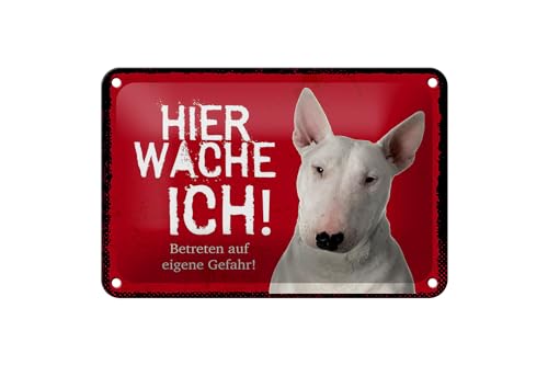 FEMER Blechschild Spruch 18x12cm Bullterrier Hier wache eigene Gefahr Schild FEMER Blechschild Spruch 18x12cm Bullterrier Hier wache eigene Gefahr Schild von FEMER