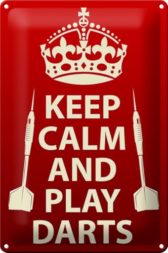 FEMER Blechschild Spruch 20x30cm Keep Calm and Play Darts von FEMER