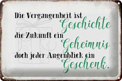 FEMER Blechschild Spruch 30x20cm Vergangenheit Zukunft Augenblick von FEMER