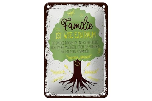 FEMER Blechschild Spruch Familie ist Baum halten Alles Zusammen 12x18cm von FEMER