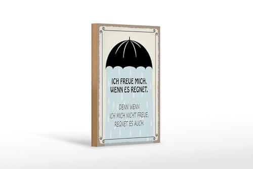 FEMER Holzschild Spruch 12x18cm ich freue Mich wenn es regnet von FEMER