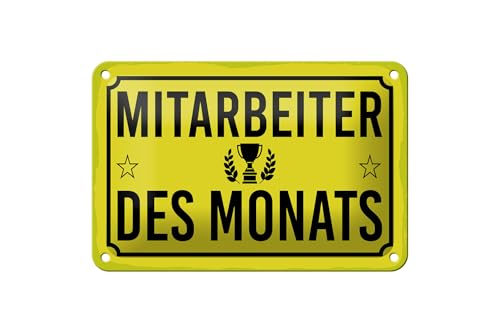 Femer Blechschild Hinweis 12x18 cm Mitarbeiter des Monats gelbes Deko Schild von FEMER