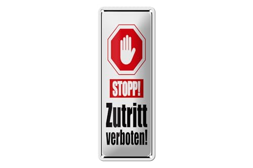 Femer Blechschild Hinweis 27x10 cm Stopp Zutritt verboten Hand Deko Schild Femer Blechschild Hinweis 27x10 cm Stopp Zutritt verboten Hand Deko Schild von FEMER
