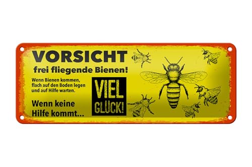 Femer Blechschild Hinweis 27x10 cm Vorsicht frei fliegende Bienen Deko Schild Femer Blechschild Hinweis 27x10 cm Vorsicht frei fliegende Bienen Deko Schild von FEMER