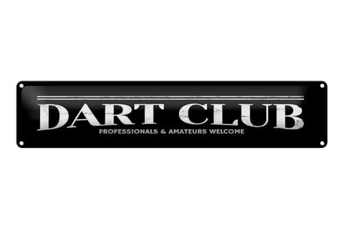 Femer Blechschild Hinweis 46x10 cm Dart Club welcome schwarzes Schild von FEMER