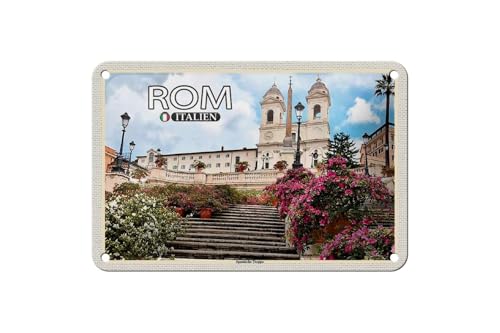 Femer Blechschild Reise Rom Italien Spanische Treppe Kirche 18x12cm Schild von FEMER