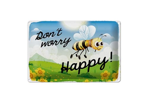 Femer Blechschild Spruch 20x30 cm Don´t worry bee happy Biene Wiese Deko Schild von FEMER