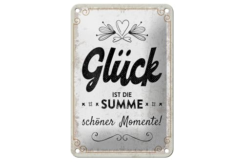 Femer Blechschild Spruch 20x30 cm Glück ist die Summe schöner Momente Deko Schild von FEMER