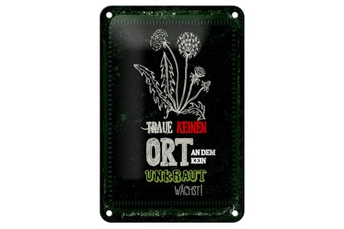 Femer Blechschild Spruch 20x30 cm traue keinem Ort an dem kein Unkraut wächst Schild von FEMER