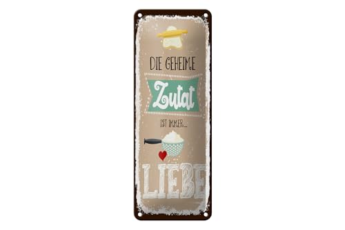 Femer Blechschild Spruch 27x10 cm Die geheime Zutat ist immer Liebe Deko Schild Femer Blechschild Spruch 27x10 cm Die geheime Zutat ist immer Liebe Deko Schild von FEMER