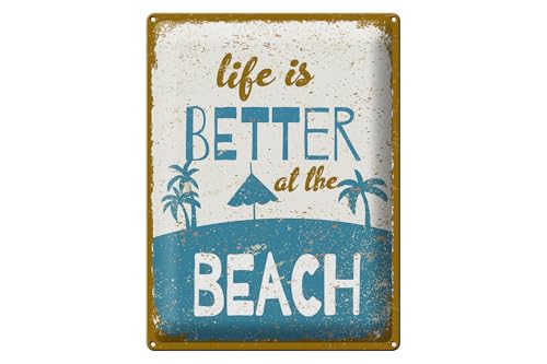 Femer Blechschild Spruch 30x40 cm Life is better at the beach Deko Schild Femer Blechschild Spruch 30x40 cm Life is better at the beach Deko Schild von FEMER