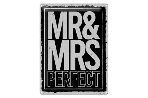 Femer Blechschild Spruch 30x40 cm Mr and Mrs perfect schwarzes Deko Schild von FEMER
