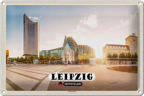 Femer Blechschild Städte Leipzig Innenstadt Teich Gebäude 30x20cm von FEMER