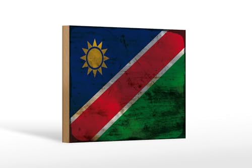 FEMER Holzschild Flagge Namibia 18x12 cm Flag of Namibia Rost Dekoration von FEMER