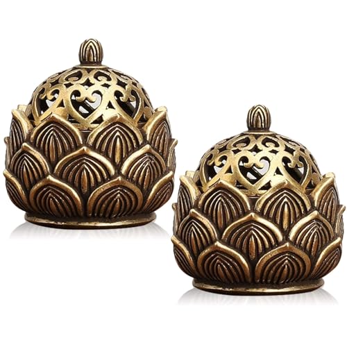 FEMONGY Räucherkegel Halter 2 Stück Räucherkerzen Halter Lotus Räuchergefäß Räucherstäbchen Halter Weihrauchbrenner Räucherstäbchenhalter Incense Holder für Zuhause BüroTeehaus Dekoration, 4cm von FEMONGY
