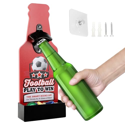 FEMONGY flaschenöffner mit auffangbehälter bieröffner wand wandflaschenöffner mit auffangbehälter flaschenöffner wand für Bar Küche Terrasse Wand Flaschenöffner Geschenk für Männer Weiß (rot) von FEMONGY
