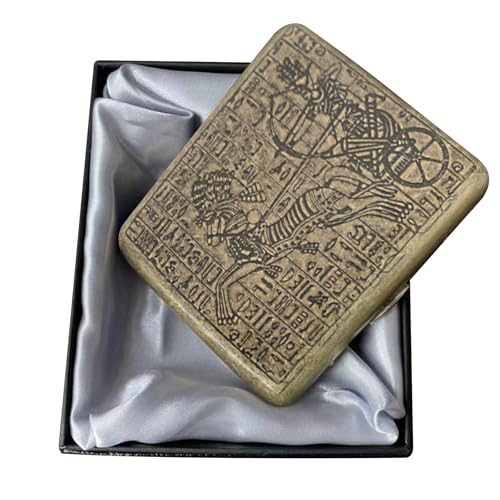 FEMONGY Metall Zigarettenetui mit Geschenkbox, Platz für 20 Zigaretten, Klappverschluss, Vintage-Stil, Metallic von FEMONGY