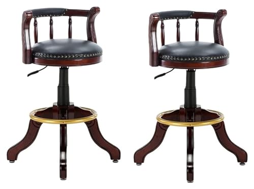 FENBNMK Barhocker 2er-Set Barhocker aus massivem Holz, Barhocker for die Küche mit Rückenlehne, runden Barhockerbeinen aus Rindsleder und Thekenhöhe Style(G) von NTIYOU