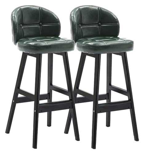FENBNMK Barhocker 30'' Height Stools, Set of 2 Barstools, Home Counter Bar Stools, Oil Wax Skin Seat and Solid Wood Frame Kitchen Stools Style(Green) von FENBNMK