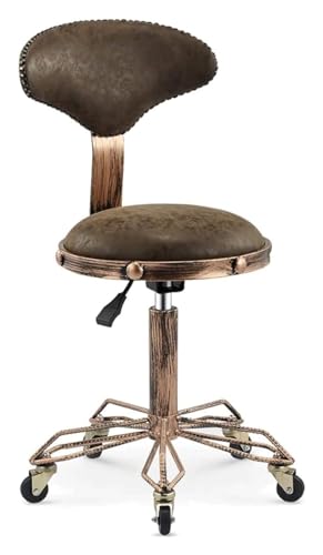 FENBNMK Barhocker Bar Chairs High Leg Barstool, Adjustable Round Leather Seat, Rotating Bar Stool, Retro Design Bar Chairs with Roller Stylish Style(Brown) von FENBNMK
