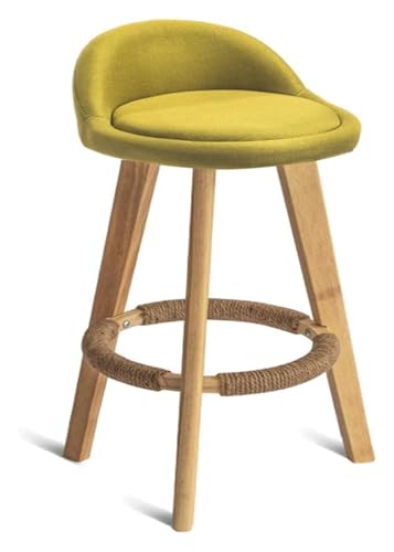 FENBNMK Barhocker Bar Stools Soft Linen Seat Bar Chairs Hemp Rope Footrest Solid Wood Legs Low Backrest for Kitchen Pub Café Bistro/27.6 inch Tall Style(Green) von FENBNMK