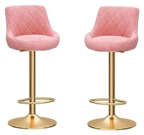 FENBNMK Barhocker Ergonomic Bar Stools Set of 2, Velvet Barstools with Foot Rest, Adjustable Stools for Living Room Office Restaurant Style(Pink) von NTIYOU