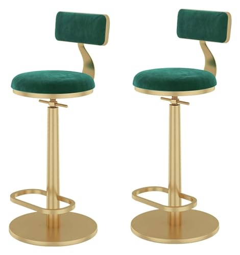 FENBNMK Barhocker Ergonomische Barhocker im 2er-Set, höhenverstellbare, drehbare Barstühle mit Rückenlehne, platzsparende Barhocker Style (Color : Green-) von FENBNMK