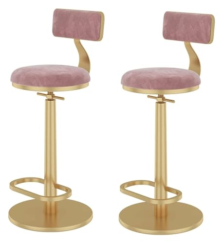 FENBNMK Barhocker Ergonomische Barhocker im 2er-Set, höhenverstellbare, drehbare Barstühle mit Rückenlehne, platzsparende Barhocker Style (Color : Pink-) von FENBNMK
