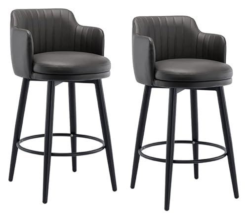 FENBNMK Barhocker Ergonomischer Barhocker im 2er-Set, gepolsterter Sitz mit Lederpedal und Chrom, Barhocker mit Rückenlehne, moderner Barhocker mit Arm Style(65CM) von FENBNMK