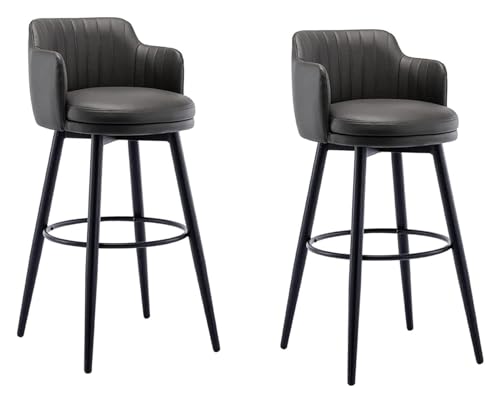 FENBNMK Barhocker Ergonomischer Barhocker im 2er-Set, gepolsterter Sitz mit Lederpedal und Chrom, Barhocker mit Rückenlehne, moderner Barhocker mit Arm Style(75CM) von FENBNMK
