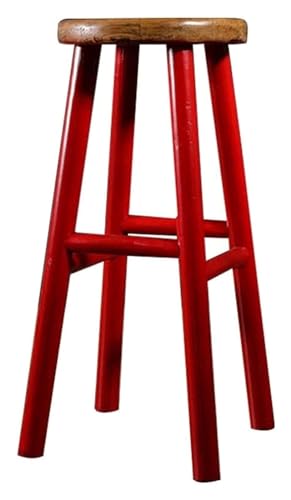 FENBNMK Barhocker Massivholz-Barhocker, europäischer einfacher Barhocker, ergonomisches Pedal-Design, Barstühle, kreativer Retro-moderner Hochstuhl Style (Color : Red-) von FENBNMK