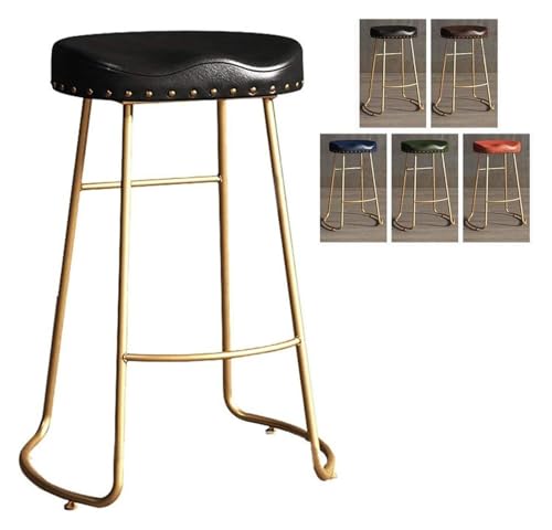 FENBNMK Barhocker Metal Counter Stool Height Bar Stools with Leather Seat Modern Simple Home Furniture High Chairs Creative Rivet Design Style(Noir,75CM) von FENBNMK